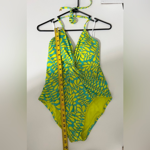 Trina Turk Trellis Twist Plunge One Piece Swimsuit Size 10 - Picture 14 of 16